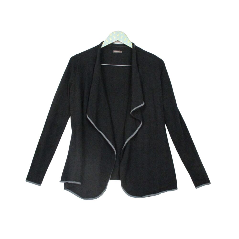 J McLaughlin Womens XS Cardigan Sweater Open Front Black Gray Soft Knit Neutral